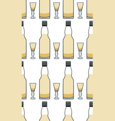 Bottle And Glass With Sherry Seamless Pattern