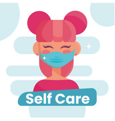 Cute Girl Character With Mask Self Care