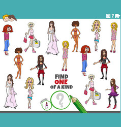 Find One Of A Kind Task With Cartoon Women