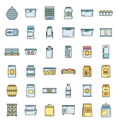 Home Food Storage Icons Set Color Line