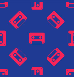 Red Retro Audio Cassette Tape Icon Isolated