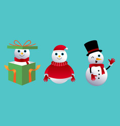 Set Of Cartoon Snowmen In Different Poses