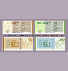 Set Of Gaming Currency 100 200 Crowns Danish