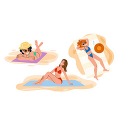 Travel Woman Sunbathing Beach