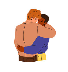 Gay Couple Hugging Interracial Lgbt Men