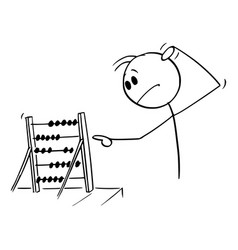 Person Counting On Abacus Cartoon Stick Figure