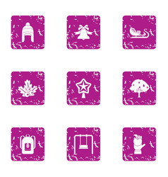 Front Garden Icons Set Grunge Style