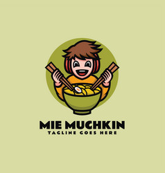 Logo Mie Muchkin Mascot Cartoon Style