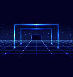 Neon Glowing Galaxy Gate Blue Cyber Space Portal