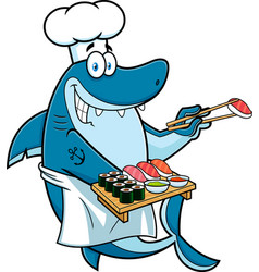 Shark Sushi Chef Cartoon Character