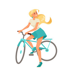 Woman Character Riding Bicycle Doing Sport