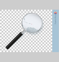 Puerto Rico Map With Flag In Magnifying Glass