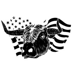 Black Silhouette Of Cow On A Background Of Flag Of