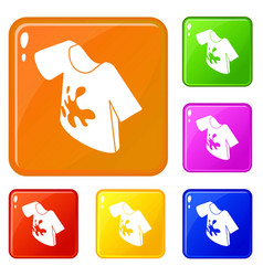 Dirty Tshirt Icons Set Color