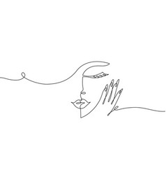 Line Art Woman Portrait Hand Touch Face Logo