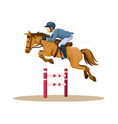 Horse Race Jump Barrier Pose Cartoon