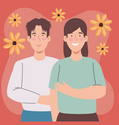 Korean Couple With Yellow Flowers