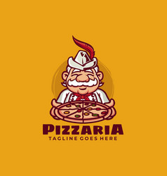 Pizza Men Cartoon Character Logo