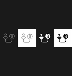 Set Human And Money Icon Isolated On Black