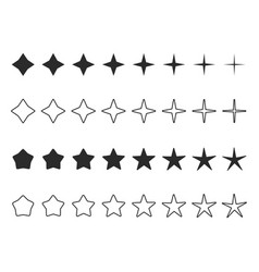 Simple Star Shape Star Border Wireframe Set