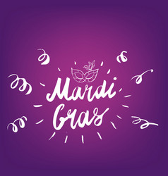 Mardi Gras Hand Drawn Lettering And Mask