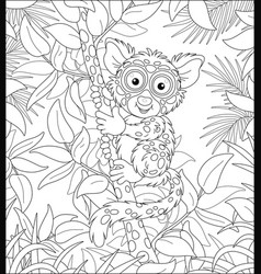 Philippine Tarsier On A Tropical Tree