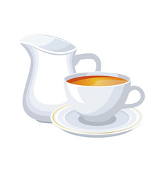 White Cup Of Tea With Milk Jug Icon