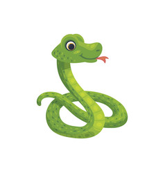 Green Funny Snake Curled Up In A Ball Flat