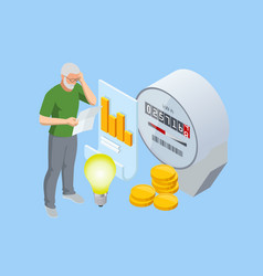 Isometric Invoice And Electricity Meter Utility