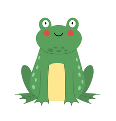 Cute Green Frog In Cartoon Style