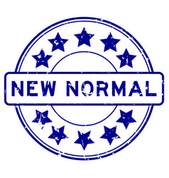 Grunge Blue New Normal Word With Star Icon Round