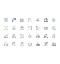 Real Property Line Icons Collection Asset Equity