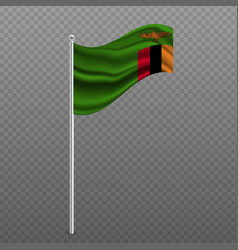 Zambia Waving Flag On Metal Pole