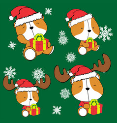 Xmas Cute Baby Hamster Cartoon Sitting Christmas