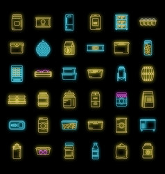 Home Food Storage Icons Set Neon