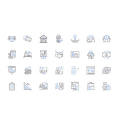 Investment Community Line Icons Collection Stocks