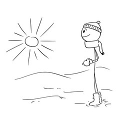 Person In Winter Watching Sun Cartoon Stick Figure