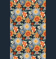 Seamless Retro Pattern With Bouquet Groovy