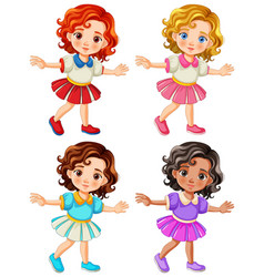 Four Cartoon Girls With Different Hairstyles