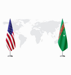 United States And Turkmenistan Flags For Official