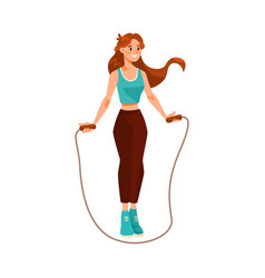 Woman Character Skipping Rope Doing Sport Exercise