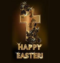 Happy Easter Invitation Card With Golden Transpare