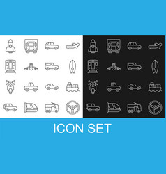 Set Line Steering Wheel Cargo Ship With Boxes