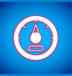 White Motor Gas Gauge Icon Isolated On Blue