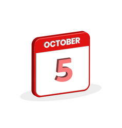 5th October Calendar 3d Icon 3d October 5