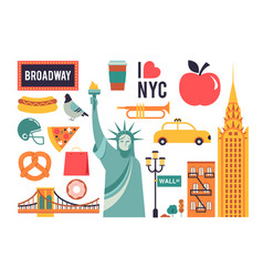 New York City Usa Collection Of Icons And Graphic