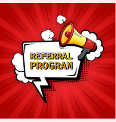 Referral Program Badge With Megaphone Icon Pop