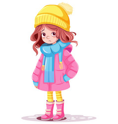 Shy Girl Dressed In Winter Clothing