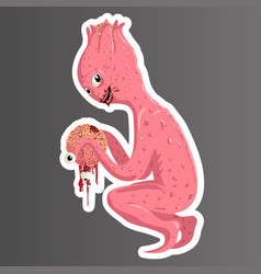 Sticker Creature With Pink Skin Alien Monster