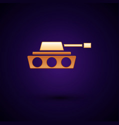 Gold Military Tank Icon Isolated On Black